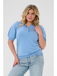 KAFFE curve Sweter w kolorze błękitnym rozmiar: XL. Niebieskie swetry klasyczne damskie KAFFE curve, xl, bez kołnierzyka. Za 78.99 zł.