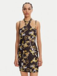 Versace Jeans Couture Sukienka koktajlowa 78HAO914 Czarny Slim Fit. Czarne sukienki damskie Versace Jeans Couture, bez wzorów, z jeansu, wizytowe, bez kołnierzyka, bez ramiączek. Za 929.99 zł.