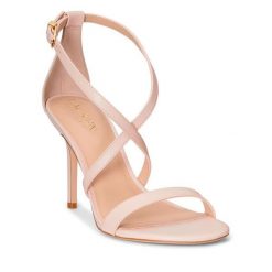 Sandały LAUREN RALPH LAUREN. Czerwone sandały damskie Lauren Ralph Lauren, bez wzorów, bez obcasa, na słupku. Za 779.99 zł.