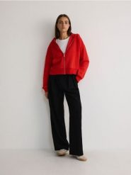 Rozpinana bluza z kapturem - czerwony. Czerwone bluzy z kapturem damskie Reserved, l, z bawełny. W wyprzedaży za 59.99 zł.