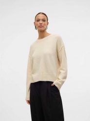 Vero Moda Sweter w kolorze kremowym rozmiar: M. Brązowe swetry klasyczne damskie Vero Moda, m, bez kołnierzyka. Za 52.79 zł.