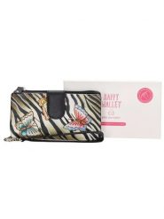 HAPPY WALLET Skórzany portfel "Hand painted" w kolorze kremowo-czarnym - 18 x 9,5 x 2,5 cm rozmiar: onesize. Brązowe portfele damskie HAPPY WALLET, bez wzorów, z materiału. Za 82.99 zł.