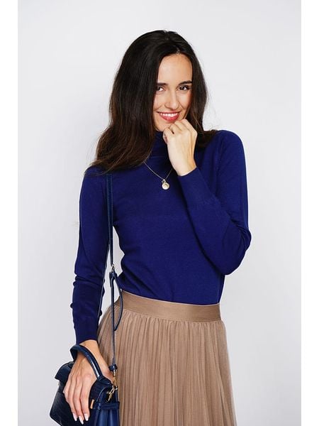 ASSUILI Golf w kolorze granatowym rozmiar: 40. Niebieskie golfy damskie Assuili, bez wzorów, z kaszmiru, bez ramiączek. Za 100.99 zł.