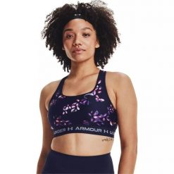Biustonosz sportowy Under Armour Crossback Mid Print. Niebieskie biustonosze sportowe damskie Under Armour, bez wzorów. Za 49.99 zł.
