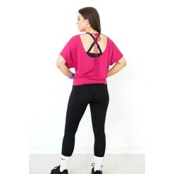 Bluzka damska do tańca i fitness z odkrytymi plecami Dancer malina 2skin. Czerwone bluzki sportowe damskie 2SkIN, bez kołnierzyka, bez ramiączek. Za 129.00 zł.