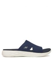 Skechers Klapki On-The-Go 600-Oceanside 140003/NVY Granatowy. Niebieskie klapki damskie Skechers, bez wzorów, z materiału, bez obcasa. Za 169.99 zł.