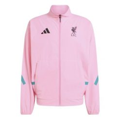 Kurtka dresowa Liverpool FC ZN.E. 2025/26. Czerwone kurtki męskie Adidas, bez wzorów, z dresówki, sportowe, bez kaptura. Za 464.50 zł.