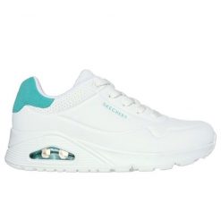 Buty Skechers Pop Back W 177092 Wmnt białe. Białe buty sportowe na co dzień damskie bez wzorów, z zamszu. Za 618.68 zł.