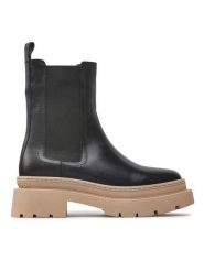 Gino Rossi Sztyblety 222FW103 Czarny. Czarne botki damskie Gino Rossi, ze skóry, bez obcasa, na płaskiej podeszwie, bez zapięcia. Za 429.99 zł.