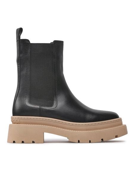 Gino Rossi Sztyblety 222FW103 Czarny. Czarne botki damskie Gino Rossi, ze skóry, bez obcasa, na płaskiej podeszwie, bez zapięcia. Za 429.99 zł.