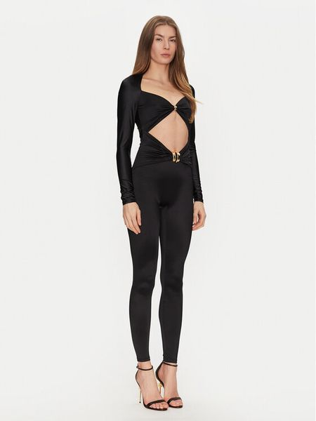 Elisabetta Franchi Kombinezon TU-043-51E2-V500 Czarny Slim Fit. Czarne kombinezony damskie Elisabetta Franchi, bez wzorów, z syntetyku, bez kołnierzyka, bez ramiączek. Za 1,079.00 zł.