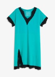 Krótka koszula nocna z delikatną koronką. Zielone koszule nocne damskie bonprix, bez wzorów, z bawełny. Za 54.99 zł.