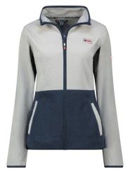 Geographical Norway Kurtka polarowa "Touki" w kolorze granatowo-szarym rozmiar: L. Niebieskie kurtki damskie Geographical Norway, l, bez wzorów, z polaru, bez kaptura. Za 73.93 zł.