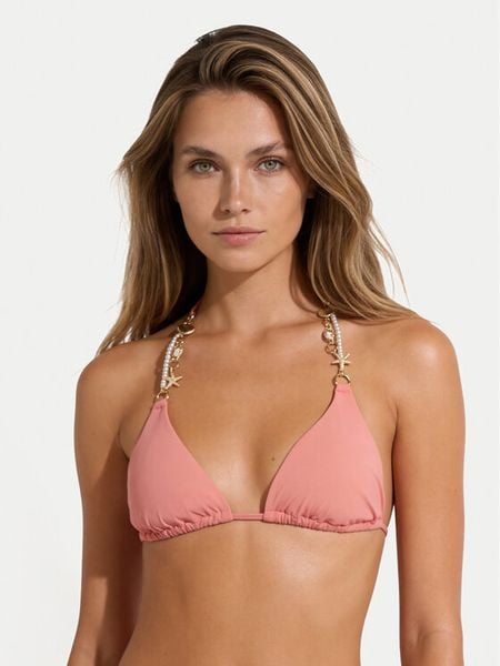 Guess Góra od bikini E6GJ00 KF412 Koralowy. Pomarańczowe bikini damskie Guess, z aplikacjami. Za 349.99 zł.