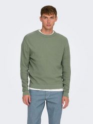 ONLY & SONS Sweter w kolorze zielonoszarym rozmiar: L. Zielone swetry męskie Only & Sons, l, bez wzorów, z bawełny, bez kołnierzyka. Za 109.95 zł.