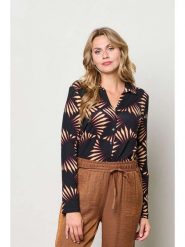 &Co Woman Bluzka "Vayen" w kolorze beżowo-czarnym rozmiar: XXL. Czarne bluzki damskie &Co Woman, xxl, bez wzorów, bez kołnierzyka, bez ramiączek. Za 183.59 zł.