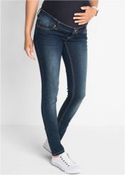 Dżinsy ciążowe, Skinny. Niebieskie jeansy damskie bonprix, moda ciążowa. Za 147.99 zł.