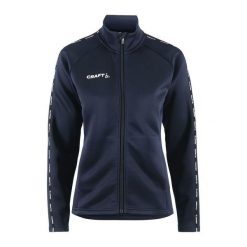 Damska kurtka dresowa z pełnym zamkiem błyskawicznym Craft Squad 2.0. Niebieskie kurtki damskie Craft, xl, bez wzorów, z dresówki, bez kaptura. Za 244.80 zł.