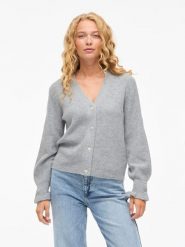 Vila Kardigan "Vitilda" w kolorze szarym rozmiar: M. Szare kardigany damskie Vila, m, bez wzorów, prążkowane. Za 113.10 zł.