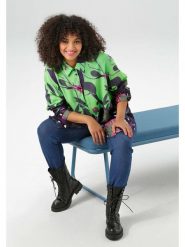 Aniston Bluzka w kolorze zielono-czarnym rozmiar: 44. Czarne bluzki damskie Aniston, bez wzorów, z wiskozy, bez kołnierzyka, bez ramiączek. Za 95.99 zł.