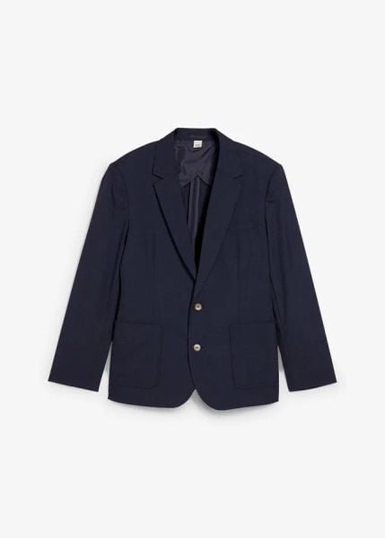 Marynarka o regularnym kroju. Niebieskie marynarki męskie bonprix, bez wzorów. Za 299.99 zł.