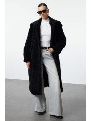 Trendyol Płaszcz pluszowy w kolorze czarnym rozmiar: 38. Czarne płaszcze damskie Trendyol, bez wzorów, z puchu. Za 239.29 zł.