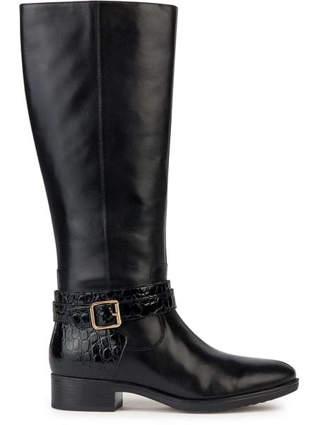 Geox Skórzane kozaki "Felicity" w kolorze czarnym rozmiar: 38. Czarne kozaki damskie Geox, ze skóry, bez obcasa. Za 222.94 zł.