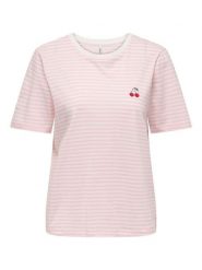 ONLY Koszulka w kolorze jasnoróżowo-białym rozmiar: XL. Różowe bluzki damskie Only, xl, bez wzorów, z bawełny, bez kołnierzyka, bez ramiączek. Za 43.99 zł.