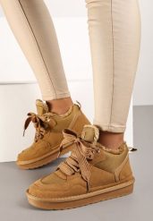 Brązowe Zimowe Sneakersy Vices Stylizowane na Śniegowce z Futerkiem Tennira. Brązowe śniegowce damskie Renee, z jeansu. Za 99.99 zł.