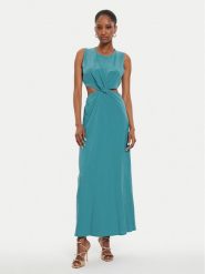 ViCOLO Sukienka letnia Abito TB2469 Błękitny Regular Fit. Niebieskie sukienki damskie ViCOLO, na lato, m, bez wzorów, ze lnu, bez kołnierzyka, bez ramiączek. Za 339.99 zł.