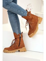 Gerois Trzewiki w kolorze jasnobrązowym rozmiar: 39. Brązowe botki damskie Gerois, z materiału, bez obcasa, bez zapięcia. Za 159.59 zł.