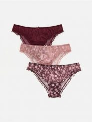 Siateczkowe majtki figi 3 pack - ciemnobrązowy. Brązowe figi damskie Reserved, l, bez wzorów. Za 59.99 zł.
