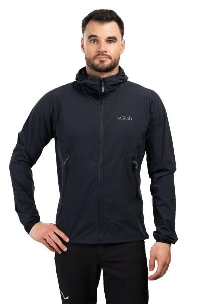 Kurtka softshellowa męska Rab Borealis Hoody z kapturem. Czarne kurtki męskie RAB, l, bez wzorów, z lycry, z kapturem. Za 595.70 zł.