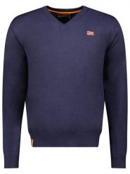 Geographical Norway Sweter w kolorze granatowym rozmiar: 3XL. Niebieskie swetry męskie Geographical Norway, xl, bez wzorów, bez kołnierzyka. Za 87.81 zł.