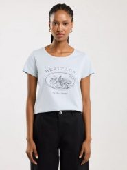 Koszulka damska z nadrukiem błękitna Alota 400. Niebieskie t-shirty damskie Big Star, l, bez wzorów, z bawełny, bez ramiączek. W wyprzedaży za 59.99 zł.
