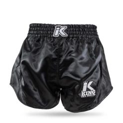 Spodenki do boksu tajskiego King Pro Boxing Retro Hybrid 1. Czarne szorty męskie KING PRO BOXING, bez wzorów, z satyny, retro. Za 220.00 zł.
