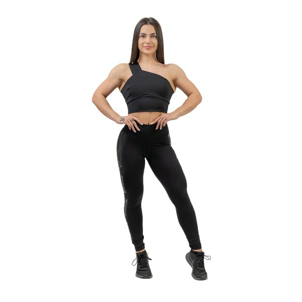 Biustonosz fitness NEBBIA Intense Asymmetric. Czarne biustonosze sportowe damskie Nebbia, bez wzorów, z elastanu. Za 83.99 zł.