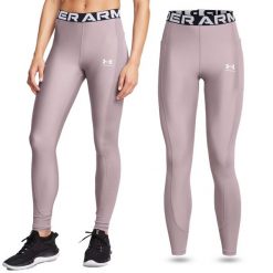 Legginsy termoaktywne damskie Under Armour HeatGear Rib szybkoschnące. Szare bielizna termoaktywna damska Under Armour, xl, bez wzorów. Za 99.99 zł.