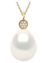 Pearline Złoty naszyjnik z diamentami i perłą - dł. 42 cm rozmiar: onesize. Białe naszyjniki damskie Pearline, złote. Za 1,122.99 zł.