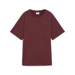 Damska koszulka Essentials Elevated o luźnym kroju z efektem sprania PUMA. Czerwone bluzki damskie Puma, bez wzorów, bez ramiączek. Za 129.00 zł.