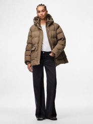 Pieces Kurtka zimowa w kolorze szarobrązowym rozmiar: XL. Brązowe kurtki damskie Pieces, na zimę, xl, bez wzorów, z puchu, bez kaptura. Za 196.24 zł.