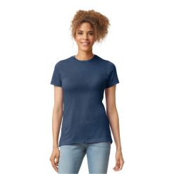 Koszulka Damska Softstyle CVC. Niebieskie bluzki damskie Gildan, xl, bez wzorów, sportowe, bez kołnierzyka, bez ramiączek. Za 34.99 zł.