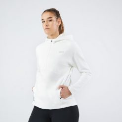 Bluza tenisowa z kapturem na krótki suwak Artengo Soft Dry 900. Białe bluzy sportowe damskie ARTENGO, l, z materiału. Za 129.99 zł.
