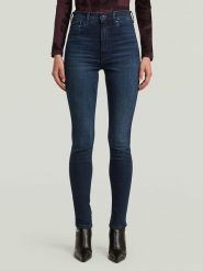 G-Star Dżinsy - Skinny fit - w kolorze granatowym rozmiar: W23/L30. Niebieskie jeansy damskie G-Star, z podwyższonym stanem. Za 184.02 zł.