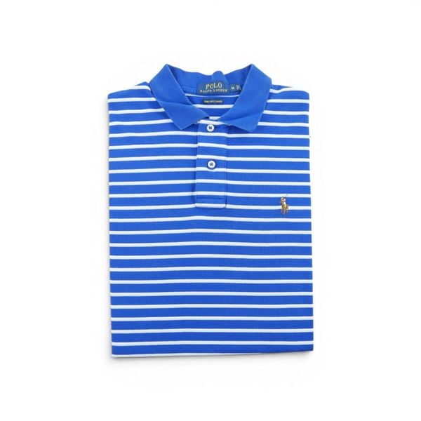Second life - Polo Ralph Lauren męska koszulka z krótkim rękawem - Jak nowy. Niebieskie koszulki polo męskie Ralph Lauren, l, bez wzorów, z tkaniny, bez ramiączek. Za 149.06 zł.