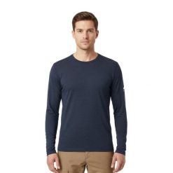 Koszulka z długim rękawem męska 100% wełny merynosów - Finn 210. Niebieskie koszulki męskie z długim rękawem FJORK MERINO, m, z wełny. Za 519.00 zł.
