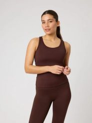 Bjorn_borg damska koszulka racerback z recyklingowanego poliestru – COFFEE BEAN. Brązowe bluzki sportowe damskie Björn Borg, l, bez kołnierzyka, bez ramiączek. Za 249.50 zł.