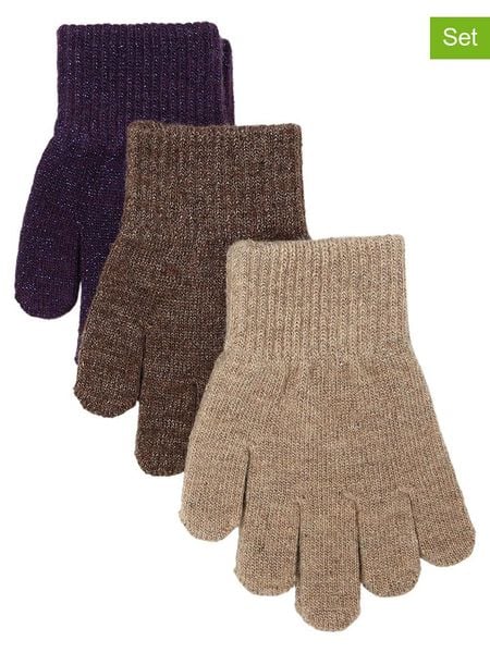 Mikk-line Rękawiczki (3 pary) w kolorze brązowym rozmiar: 128-176. Brązowe rękawiczki dziecięce Mikk-line, z wełny, bez ramiączek. Za 83.03 zł.