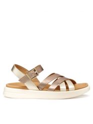 Geox Sandały D Xand 2S D35PAB 000CF C5M2L Złoty. Żółte sandały damskie Geox, bez wzorów, ze skóry, bez obcasa, na płaskiej podeszwie. Za 459.99 zł.