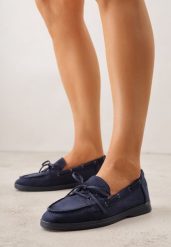 Niebieskie Mokasyny ze Sznurkiem i Kokardą Samiphia. Niebieskie mokasyny damskie Renee, z jeansu. Za 89.99 zł.